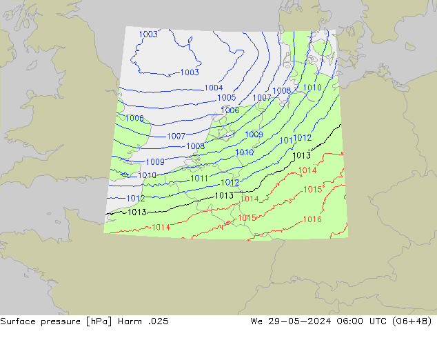 приземное давление Harm .025 ср 29.05.2024 06 UTC