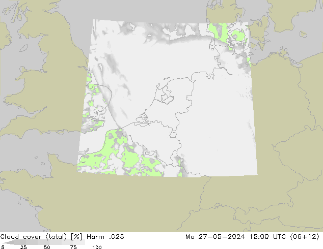 Cloud cover (total) Harm .025 Mo 27.05.2024 18 UTC