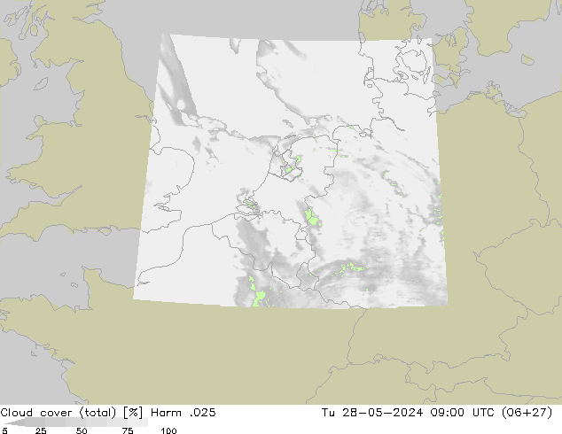 Wolken (gesamt) Harm .025 Di 28.05.2024 09 UTC