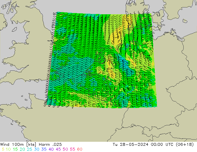 Wind 100m Harm .025 Tu 28.05.2024 00 UTC