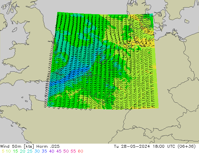 Vento 50 m Harm .025 mar 28.05.2024 18 UTC