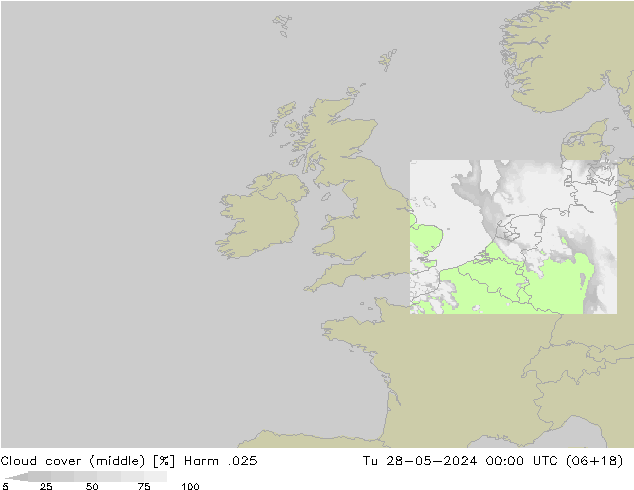 Bewolking (Middelb.) Harm .025 di 28.05.2024 00 UTC