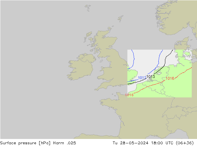 Surface pressure Harm .025 Tu 28.05.2024 18 UTC
