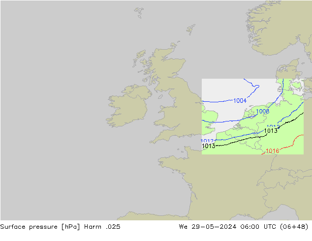 Atmosférický tlak Harm .025 St 29.05.2024 06 UTC
