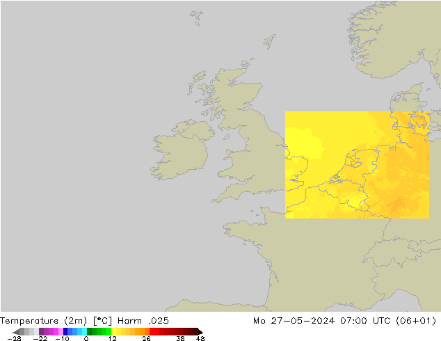 Temperature (2m) Harm .025 Po 27.05.2024 07 UTC