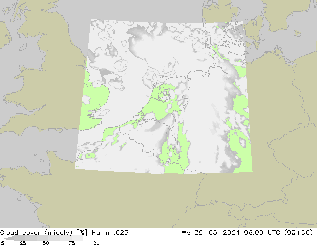 Wolken (mittel) Harm .025 Mi 29.05.2024 06 UTC