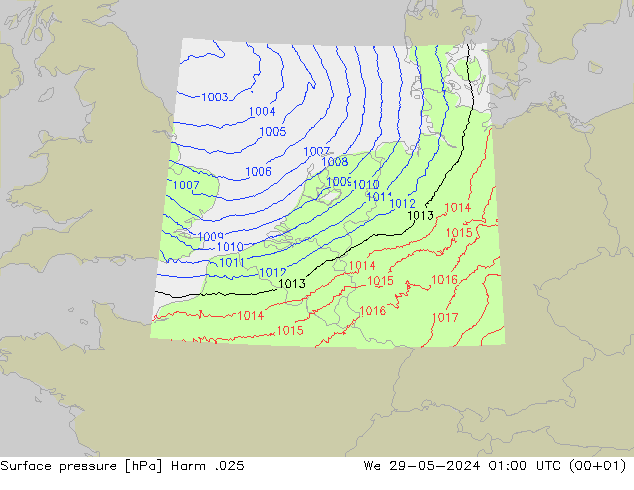 Atmosférický tlak Harm .025 St 29.05.2024 01 UTC