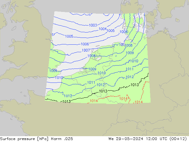 Presión superficial Harm .025 mié 29.05.2024 12 UTC