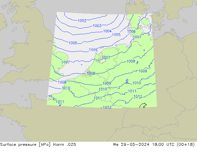 Atmosférický tlak Harm .025 St 29.05.2024 18 UTC