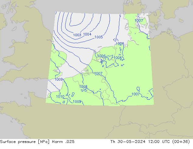 Atmosférický tlak Harm .025 Čt 30.05.2024 12 UTC