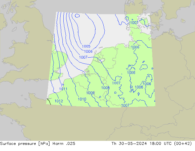 Atmosférický tlak Harm .025 Čt 30.05.2024 18 UTC