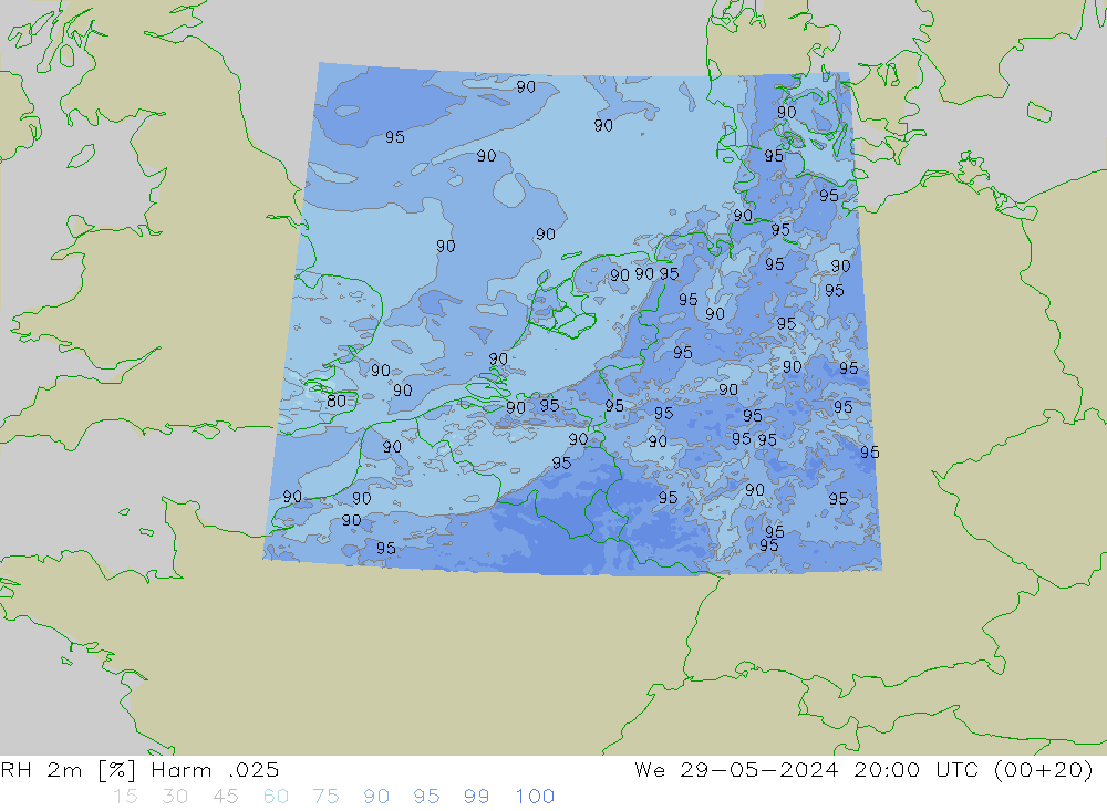 RH 2m Harm .025 We 29.05.2024 20 UTC