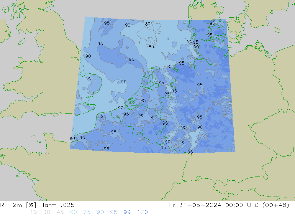 RH 2m Harm .025 Fr 31.05.2024 00 UTC