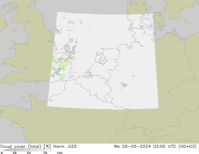 Wolken (gesamt) Harm .025 Mi 29.05.2024 03 UTC