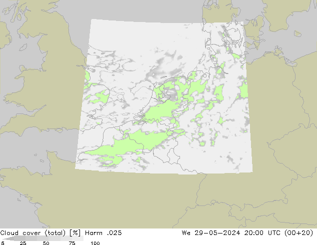 Wolken (gesamt) Harm .025 Mi 29.05.2024 20 UTC