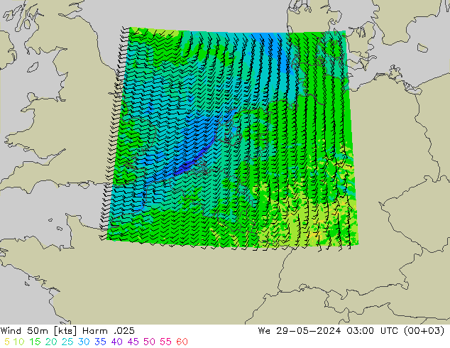 Wind 50m Harm .025 We 29.05.2024 03 UTC