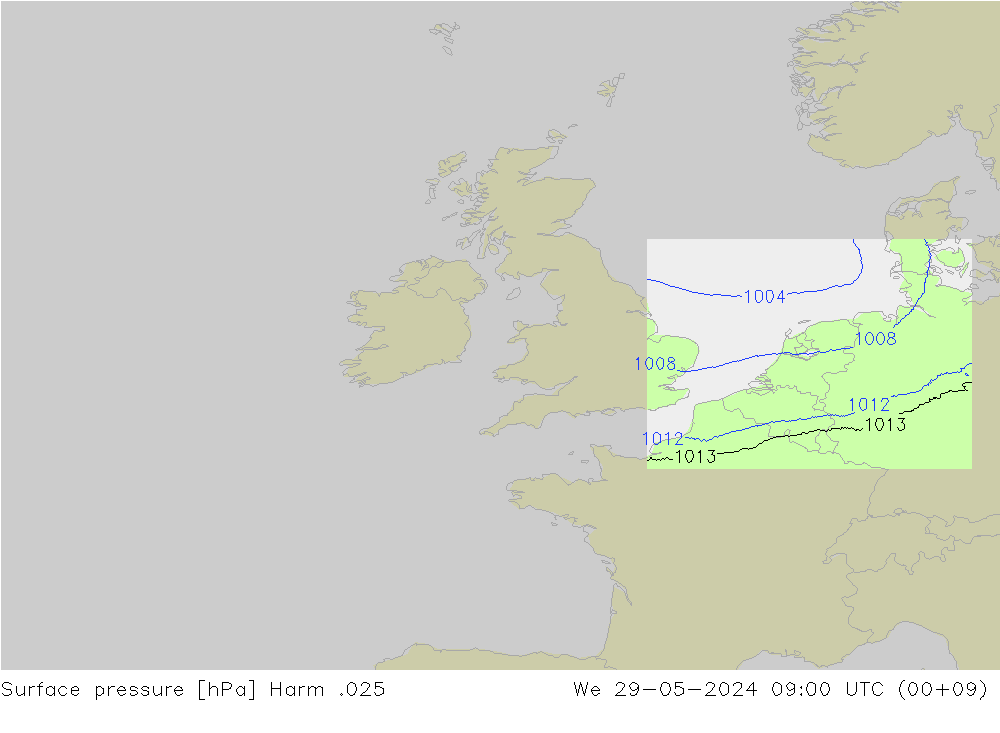 приземное давление Harm .025 ср 29.05.2024 09 UTC