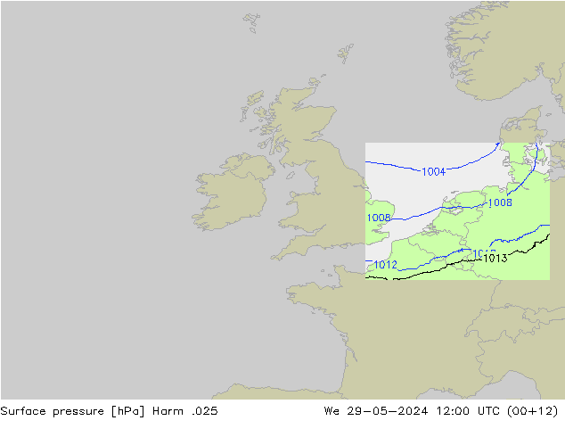 Surface pressure Harm .025 We 29.05.2024 12 UTC