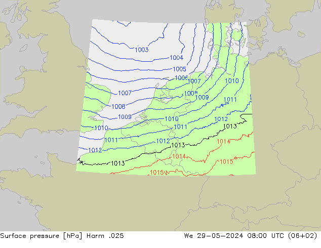 Surface pressure Harm .025 We 29.05.2024 08 UTC