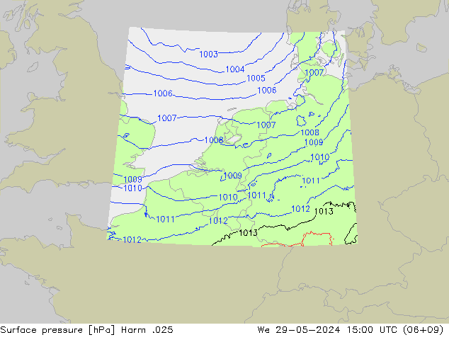 Atmosférický tlak Harm .025 St 29.05.2024 15 UTC