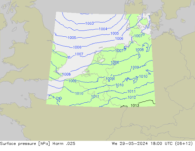 Atmosférický tlak Harm .025 St 29.05.2024 18 UTC