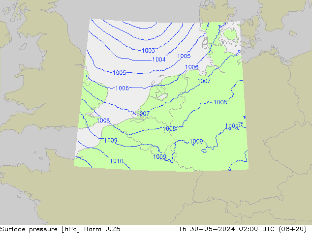 Atmosférický tlak Harm .025 Čt 30.05.2024 02 UTC