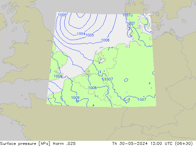 приземное давление Harm .025 чт 30.05.2024 12 UTC