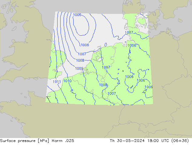 Atmosférický tlak Harm .025 Čt 30.05.2024 18 UTC