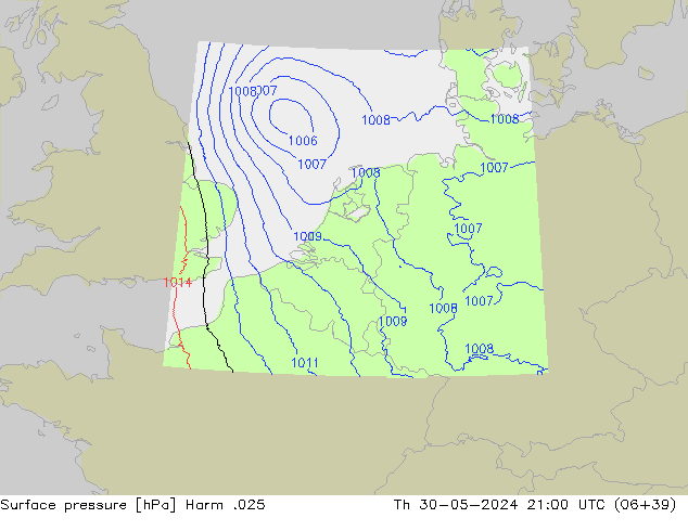 Surface pressure Harm .025 Th 30.05.2024 21 UTC