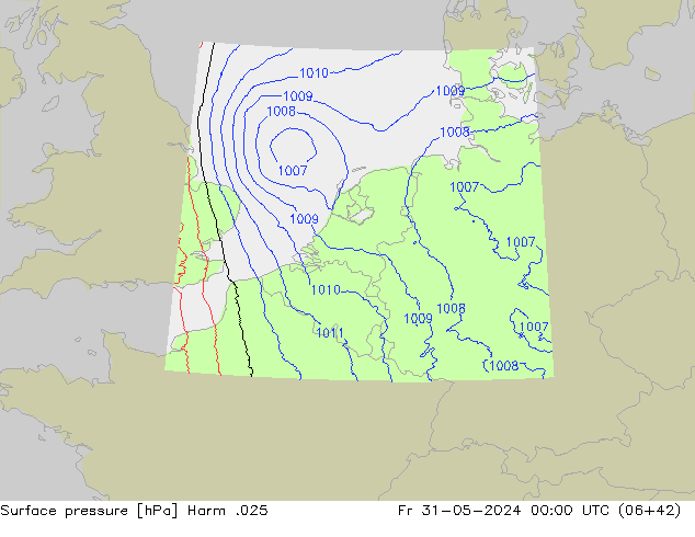 Surface pressure Harm .025 Fr 31.05.2024 00 UTC