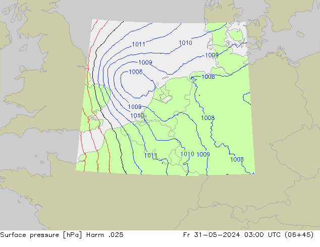 Surface pressure Harm .025 Fr 31.05.2024 03 UTC