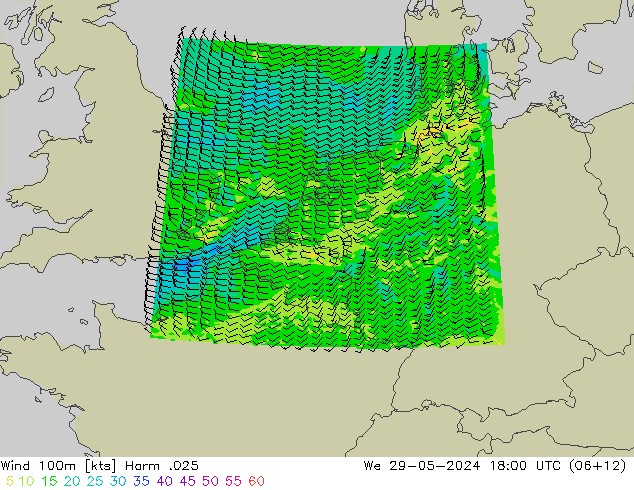 Wind 100m Harm .025 We 29.05.2024 18 UTC