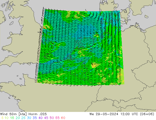 Wind 50m Harm .025 We 29.05.2024 12 UTC