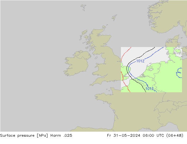 Surface pressure Harm .025 Fr 31.05.2024 06 UTC