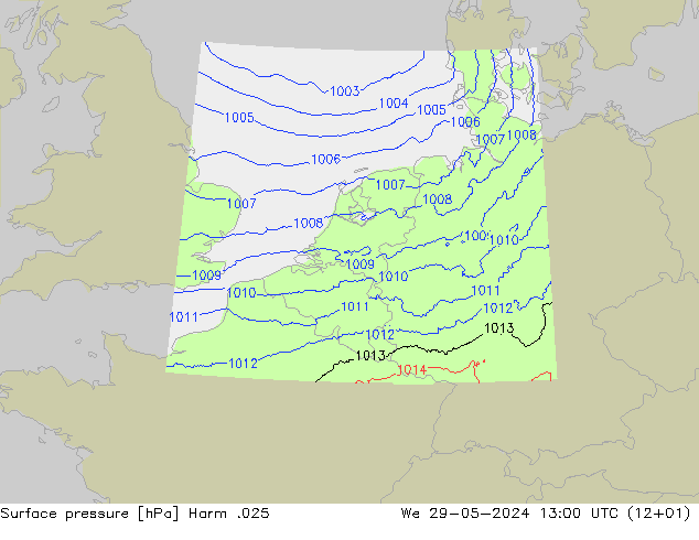 Atmosférický tlak Harm .025 St 29.05.2024 13 UTC