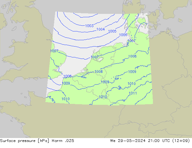 Surface pressure Harm .025 We 29.05.2024 21 UTC