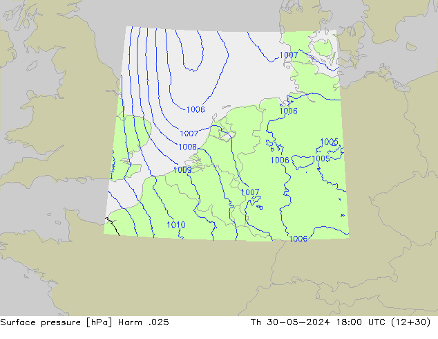 Atmosférický tlak Harm .025 Čt 30.05.2024 18 UTC