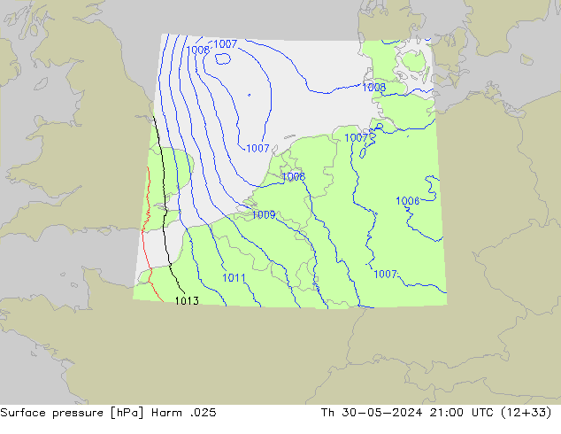 приземное давление Harm .025 чт 30.05.2024 21 UTC