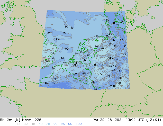 RH 2m Harm .025 We 29.05.2024 13 UTC