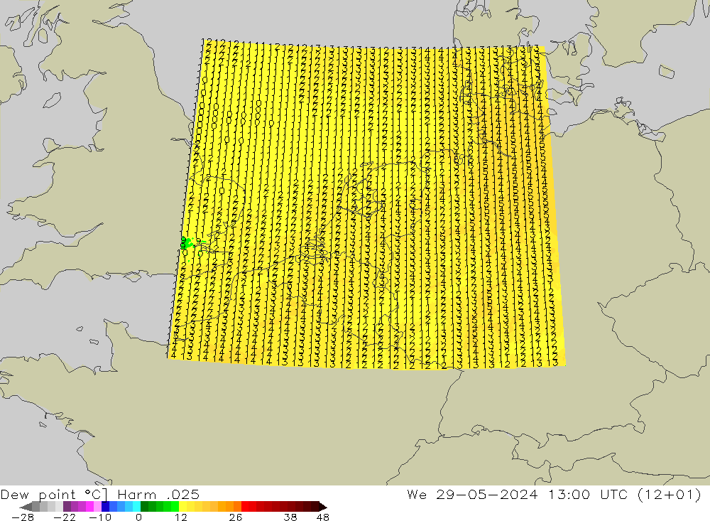 Point de rosée Harm .025 mer 29.05.2024 13 UTC