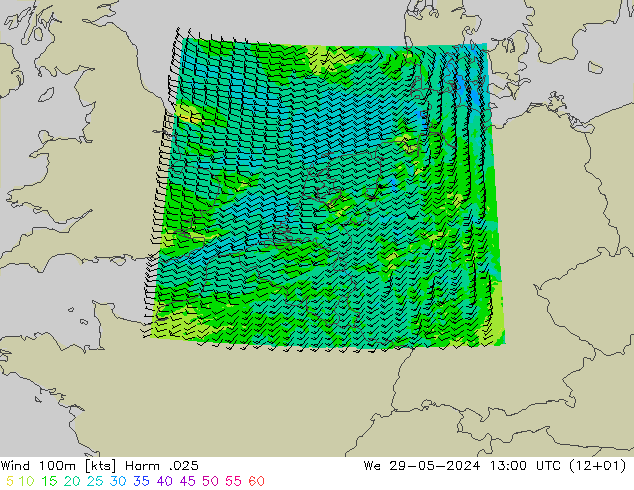 Vento 100m Harm .025 Qua 29.05.2024 13 UTC