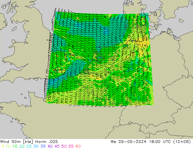 Vento 50 m Harm .025 mer 29.05.2024 18 UTC