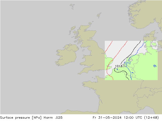 Surface pressure Harm .025 Fr 31.05.2024 12 UTC