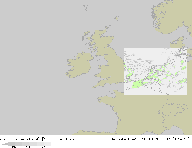 Bewolking (Totaal) Harm .025 wo 29.05.2024 18 UTC