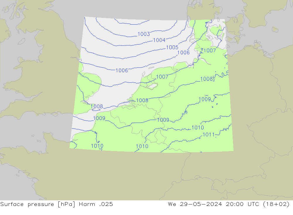 Surface pressure Harm .025 We 29.05.2024 20 UTC