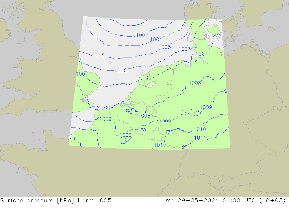 Surface pressure Harm .025 We 29.05.2024 21 UTC