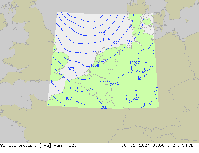 Surface pressure Harm .025 Th 30.05.2024 03 UTC