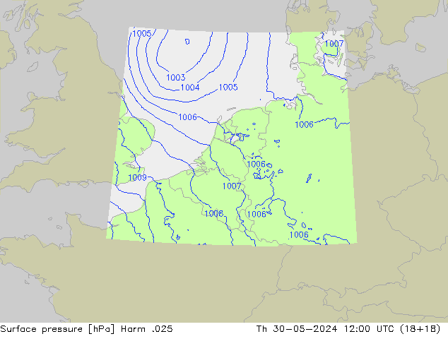 Atmosférický tlak Harm .025 Čt 30.05.2024 12 UTC