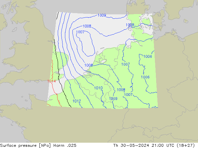 Surface pressure Harm .025 Th 30.05.2024 21 UTC