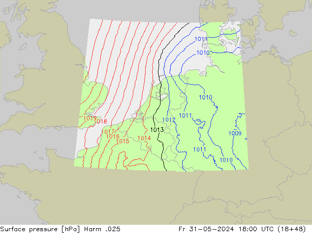 Atmosférický tlak Harm .025 Pá 31.05.2024 18 UTC